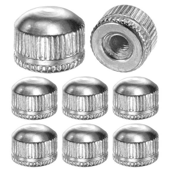 8-Pack Threaded Cap Nuts, M4x11mm Screw Caps for Light Fixture, Female Knurled Knob Nut for Ceiling Light Cover Replacement [Chrome Tone]