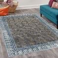thumbnail image 2 of Ethnic Decorative Rug, Vintage Damask Grid of Medieval Style Cells and Swirling Folk Detailed Frame, Quality Carpet for Bedroom Dorm and Living Room, 6 Sizes, Blue and Khaki, by Ambesonne, 2 of 4
