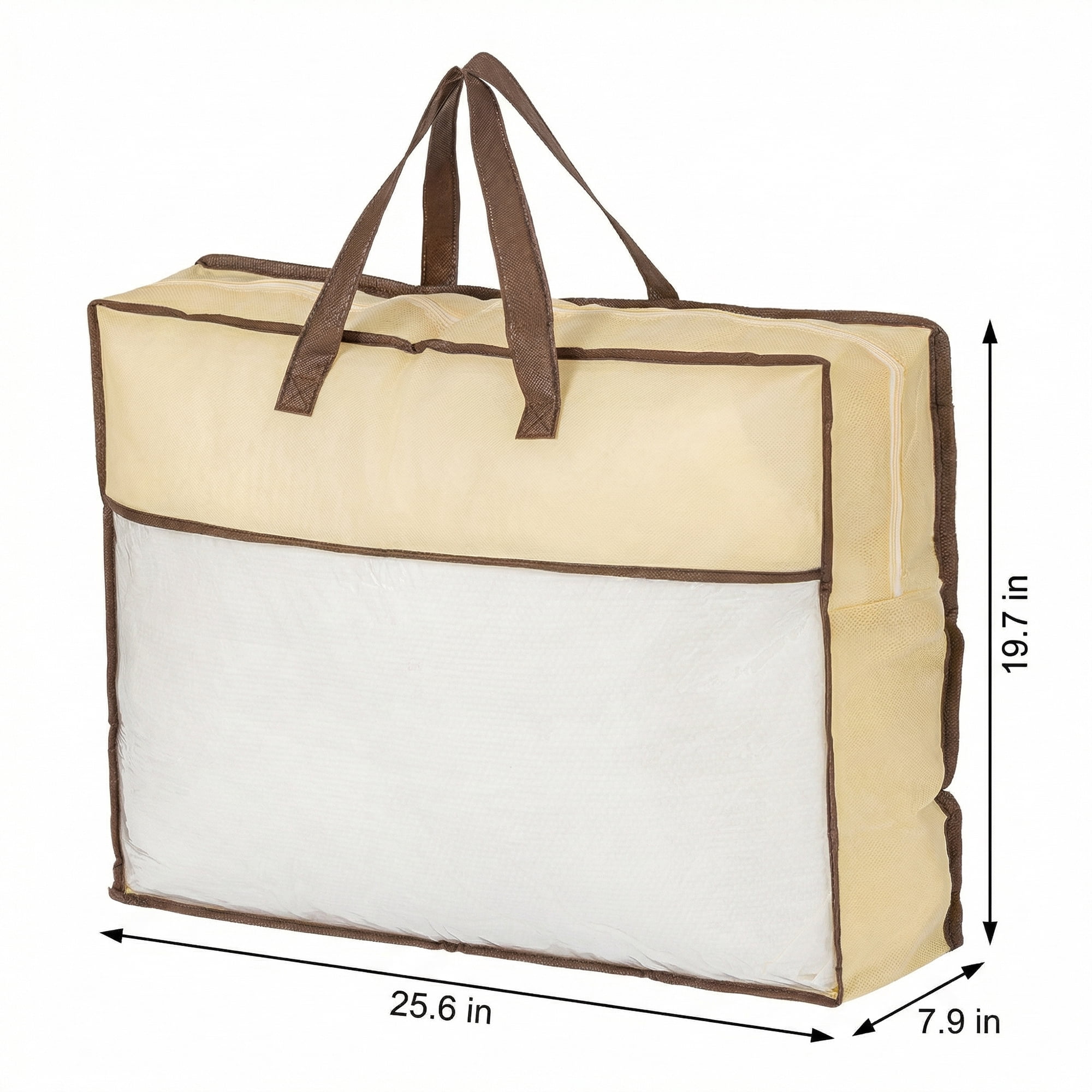 Unique Bargains Storage Bag for Organizing Clothing with Handles Beige 19.7"x25.6"x7.9"
