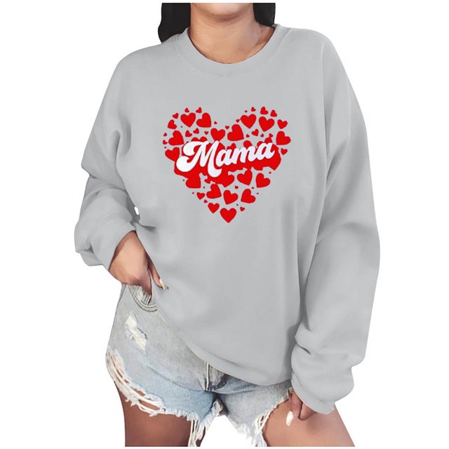Penkiiy Mama Sweatshirt de manga larga Cheer Mom Shirt para Béisbol Fútbol Fútbol Baile Baile Sport Suéter Top M Gris