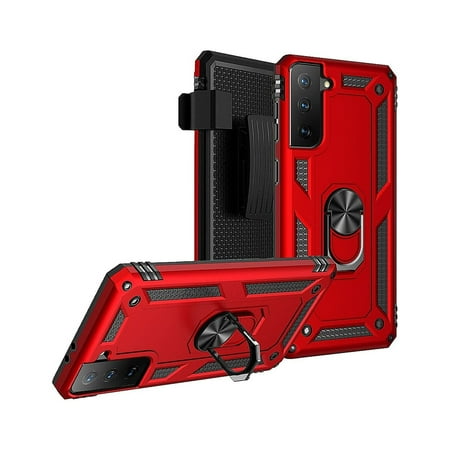 SaharaCase - Military Kickstand Series Case for Samsung Galaxy S21 FE 5G - Red