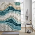 thumbnail image 4 of Teal Green Shower Curtains for Bathroom, Beige Gradient Wave Lines Abstract Ombre Art Washable Fabric Shower Curtain with Hooks Waterproof Bathroom Decor Sets, 72 x 78 Inches, 4 of 9