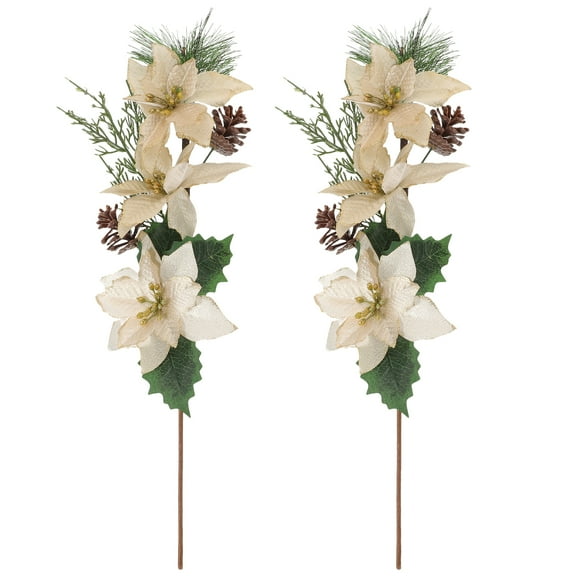Gymnture 2pcs Christmas Flower Stems Christmas Flower Decoration Xmas Flower Picks