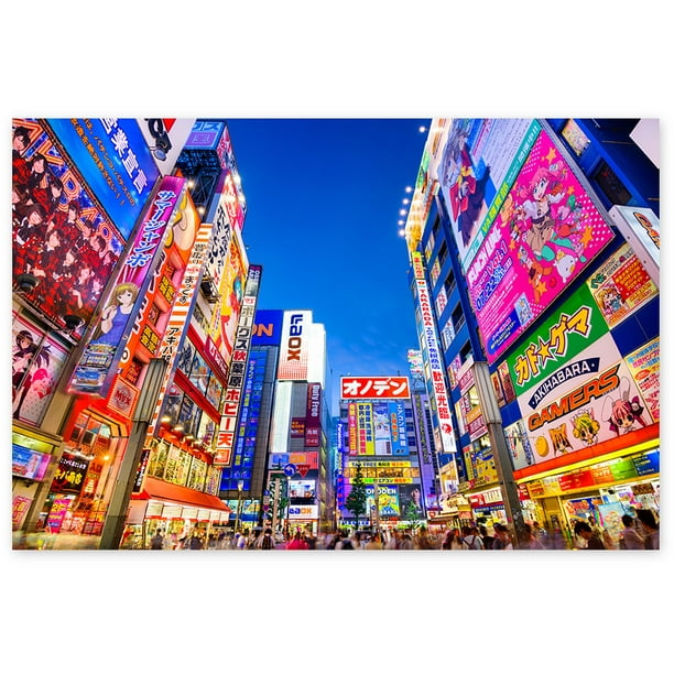 Awkward Styles Tokyo Citylights Bright Streets Unframed Art Tokyo Night