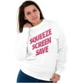 thumbnail image 4 of Squeeze Screen Save Breast Cancer BCA Women Plus Size Crewneck Sweatshirt Brisco Brands 2X, 4 of 5