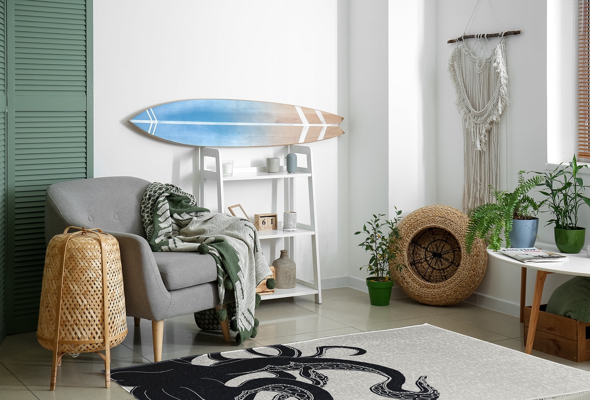 Simply Daisy 4' x 6' Gus Nautical Chenille Rug, Shark Blue