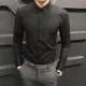thumbnail image 2 of Camisa de hombre de negocios de manga larga negra para hombre, estilo coreano, moda 2024, seda de lujo de alta calidad, venta original con cuello, 2 of 4