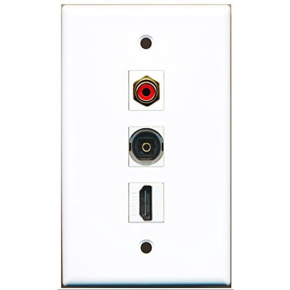 RiteAV - 1 Port HDMI and 1 Port RCA Red and 1 Port Toslink Wall Plate