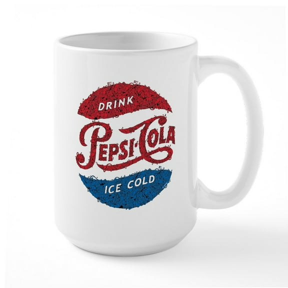 CafePress - Pepsi Logo Doodle - 15 oz Ceramic Large White Novelty Mug