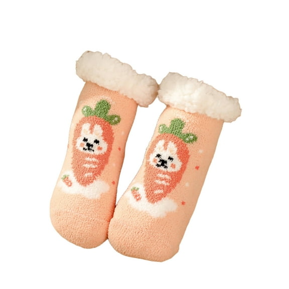 AUQ Socks Warmth&Heat Retention Fuzzy Socks,Non-Irritating Lock Heat Girls Socks,Carrot,S