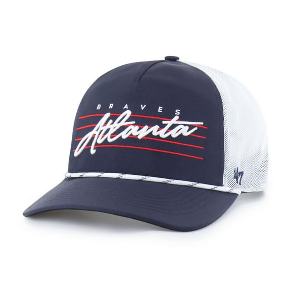 Men's '47 Navy Atlanta Braves Brrr Downburst Mesh Hitch Adjustable Hat