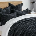 thumbnail image 4 of EVERGRACE Velvet Quilt Set King Size, Luxurious Soft Striped Channel Bedding Set, Lightweight Velvet Comforter for All Season, Oversized Bedspread Coverlet with 2 Matching Shams, Black, 4 of 8