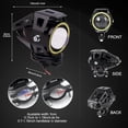 thumbnail image 3 of LED Additional Lights Motorcycle Fog Light Yellow,U7 Round Fog Lights Car Motorcycle Front Headlight 1 Modes 12V 24V Universal LED Lamp Driving Auxili, 3 of 4