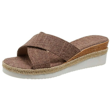 

DTBPRQ Women s Slide Sandals Casual Toe Ring Criss Cross Strappy Flat Shoes Summer Wide Width Flat Slides Sandals Comfortable Summer Beach Dress Shoes for Women
