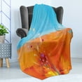 thumbnail image 4 of Flower Soft Flannel Fleece Blanket, Abstract Meadows Under Blue Sky Nature Themed Artwork Beauty Floral Illustration, Cozy Plush for Indoor and Outdoor Use, 50" x 70", Orange Purple, by Ambesonne, 4 of 5