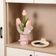 thumbnail image 4 of Decoración de plantas en maceta con flores artificiales simuladas de tulipanes – Arreglo de tulipanes en PU Negro Rosa Blanco, 10,24 pulgadas, adorno de oficina en casa sin mantenimiento, 4 of 6