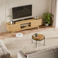 thumbnail image 3 of Tolead 59" Mid - Century Modern TV Stand – Natural Wood Low Profile Media Console with Sliding Fluted Doors for 55/60/65 Inch TVs, Stylish Entertainment Center for Living Room & Bedroom, 3 of 6