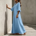 thumbnail image 3 of Dvprdro Womens Casual Flowy V Neck 3/4 Sleeve Ruffle Hem Maxi Dress Button Front Solid A Line Beach Vacation Long Dress, 3 of 10
