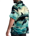 thumbnail image 3 of Whale Men's Hawaiian Button Down Printed Short Sleeve Summer Beach Shirts, 3 of 6