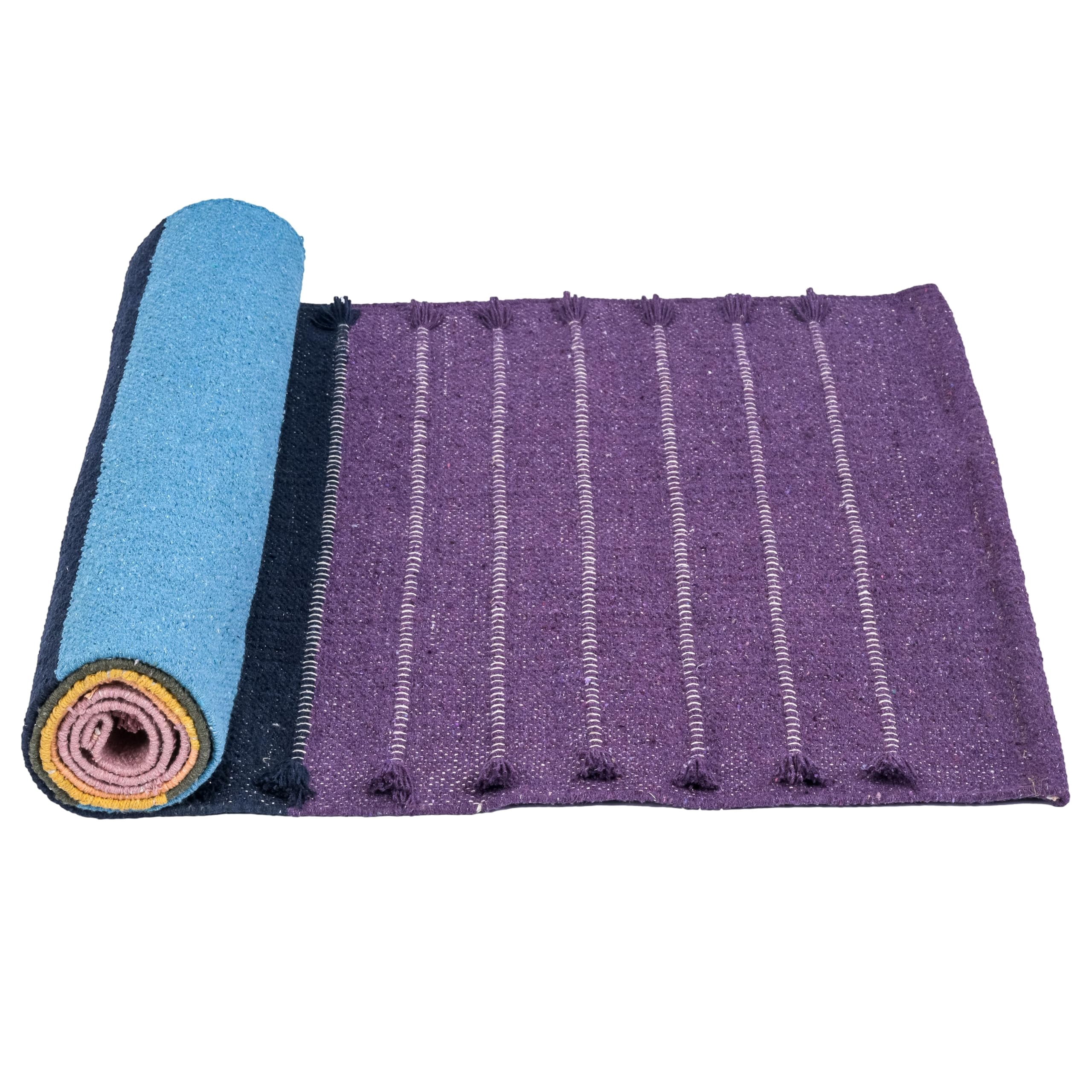 Sivi Herbal Organic Cotton Yoga Mat - Eco-Friendly Hand-Woven Non-Slip Rug - Thick & Comfortable (24”x72”x5mm) for Home Fitness & Yoga