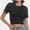 Black, variant on Women's Short Sleeve Crop Top - Crew Neck Fitted Shirt, Soft Stretch Casual & Workout T-Shirt, Basic Slim Fit Tee for Going Out