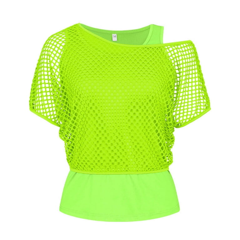 DAFPZW Womens Off Shoulder Tops Sexy Fishnet T-Shirt Short Sleeve 80s 90s Costume Neon Clothes - Walmart.com DAFPZW Womens Off Shoulder Tops Sexy Fishnet T-Shirt Short Sleeve 80s 90s Costume Neon Clothes - Walmart.com