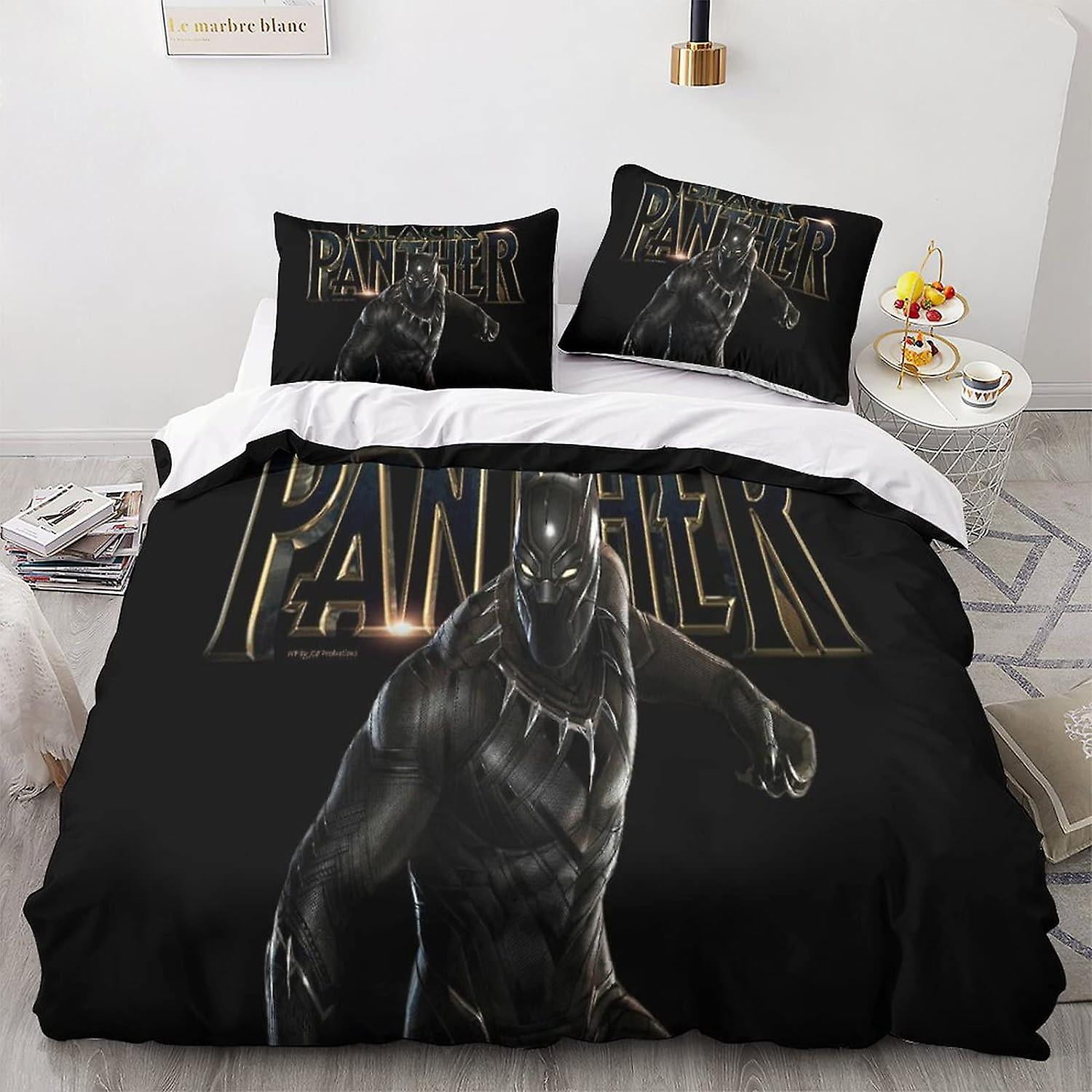 Black Panther Duvet Cover 3d Printed 3 Piece Microfiber Bedding Set Duvet Cover Set With Zipper Closure And Pillowcases For Adults Kids Girls