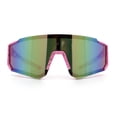 thumbnail image 5 of Boys Color Mirror 80s Paint Splatter Print Plastic Rimless Shield Sport Sunglasses Pink - Pink Mirror, 5 of 8