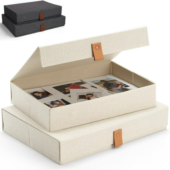 Cajas decorativas para guardar fotos ZICOTO, juego de 2 con tapas