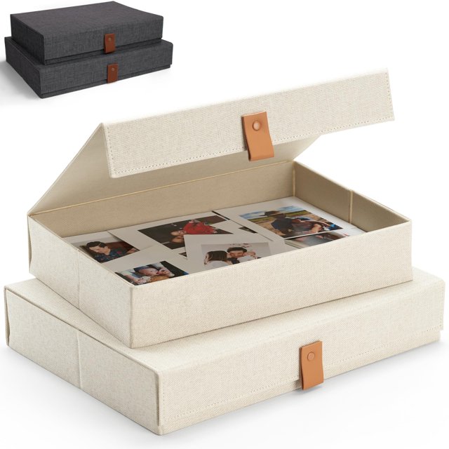 Cajas decorativas para guardar fotos ZICOTO, juego de 2 con tapas