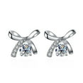 thumbnail image 2 of Bow Moissanite Stud Earrings for Women 1ct D Color Round Cut VVS1 clarity 925 Sterling Silver Diamond Earrings Moissanite Earrings for Women with Certificate, 2 of 9