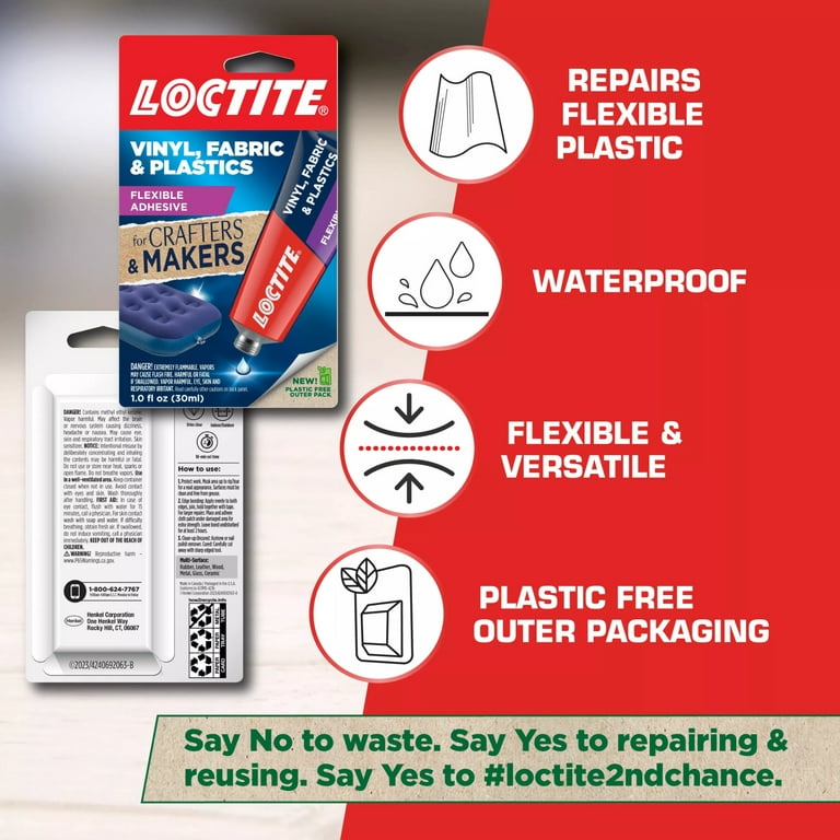 Loctite Vinyl, Fabric and Plastic Repair 1 oz. Flexible Adhesive Clear Tube  (each) 1360694 - The Home Depot
