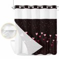 thumbnail image 2 of Valentine's Day, No Hook Shower Curtain Waterproof, Bathroom Curtains with Snap in Liners and See Through Top Window, Black Pink Love Saint Romantic Dots Hotel Style Bathtub Curtains Shower 66"Wx72"L, 2 of 8