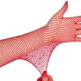 thumbnail image 6 of Women's Rhinestone Decorated Fishnet Gloves, Stretchy Mesh Party Gloves for Cosplay and Nightclub, Sparkling Evening Gloves with Crystal Accents, Dance Gloves for Costume Parties and Rave Events Red, 6 of 7
