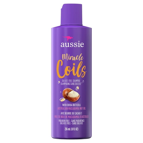 Aussie Miracle Coils Shampoo, Sulfate Free, 8 fl oz