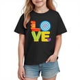thumbnail image 2 of Blusas y camisas de manga corta con cuello redondo para niños y niñas, camisetas gráficas de manga corta, blusas con estampados bonitos para la temporada escolar., 2 of 9