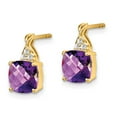 thumbnail image 2 of Primal Gold 10 Karat Yellow Gold Checkerboard Amethyst and Diamond Earrings, 2 of 4
