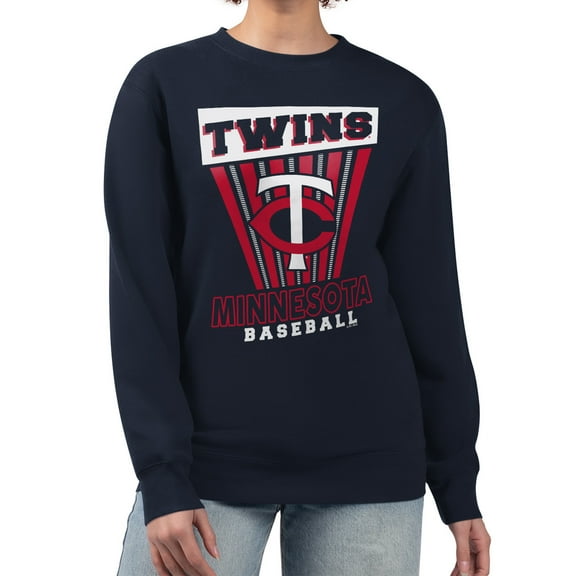 Women's Starter  Navy Minnesota Twins Poster Print Pullover Sweatshirt