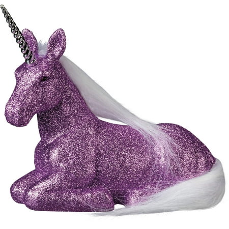 PURPLE GLITTERY LAYING UNICORN, 5" Tall, From Primitives by Kathy