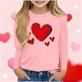 thumbnail image 4 of Annhoo Valentine's Day Shirts for Kids Long Sleeve Crewneck Solid Color Print Graphic Loose Tops Trendy Cute Clothes, 4 of 4