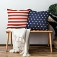 thumbnail image 3 of 4th of July Throw Pillow Cover 18x18 Inch Set of 2 Patriotic Red White Stripes Blue Stars Decorative Outdoor Pillow Cover Memorial Independence Day Pillow Cases Farmhouse for Home Sofa Bed, 3 of 6