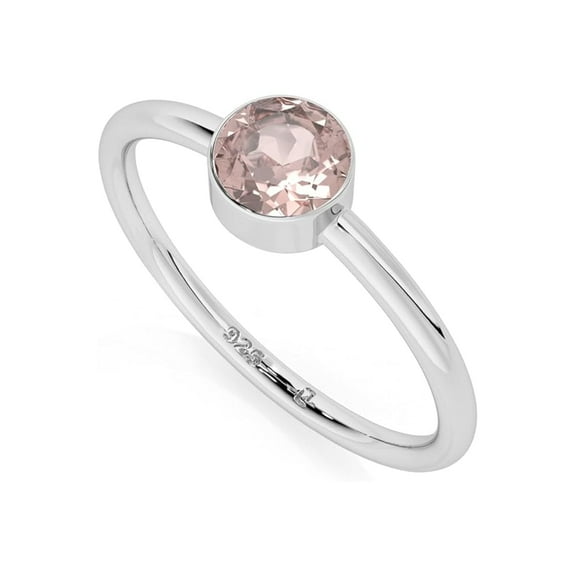 925 Sterling Silver Round 7mm Rose Quartz Gemstone Solitaire Women Engagement Ring, Wedding, Anniversary Bridal Rings, Gift For Her_10.5