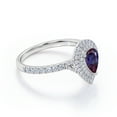 thumbnail image 3 of JeenMata Pave Design 1.5 Carat Pear Cut Lab Created Alexandrite and Moissanite Dual Halo Engagement Ring in 18K White Gold Plating over Silver, 3 of 6
