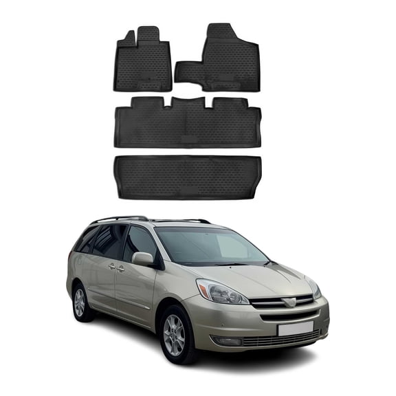 OMAC Floor Mats Liner for Toyota Sienna 2004-2010 Black TPE All-Weather 4 Pcs