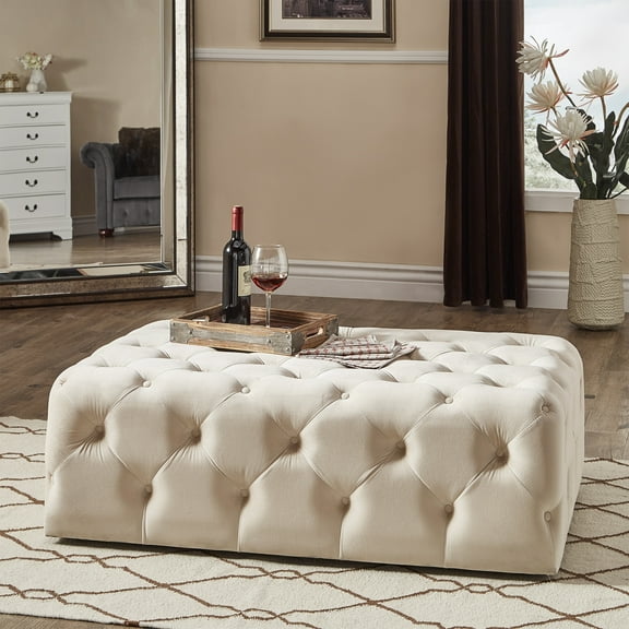 Weston Home Bowman Livingroom Button Tufted Cocktail Ottoman