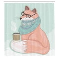 thumbnail image 3 of Ambesonne Animal Shower Curtain, Hipster Fox Glasses, 69"Wx84"L, Coral Mint Green, 3 of 3