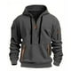 thumbnail image 1 of Sudadera con capucha para hombre, jersey liso de manga larga, múltiples bolsillos, media cremallera, sudadera deportiva con capucha, abrigo, blusa de poliéster para hombre, 1 of 5
