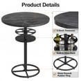thumbnail image 4 of VECELO Round Bar Table with Built-in Wine Rack, Wooden Top and Sturdy Metal Frame Bistro Pub Table for Home, Kitchen, Cocktail, Black, 4 of 11