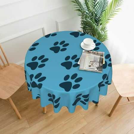 

ZICANCN Round Table Cloths 60 Inch Blue Dog Paws Table Cover Waterproof Washable Outdoor Picnic Tablecloth