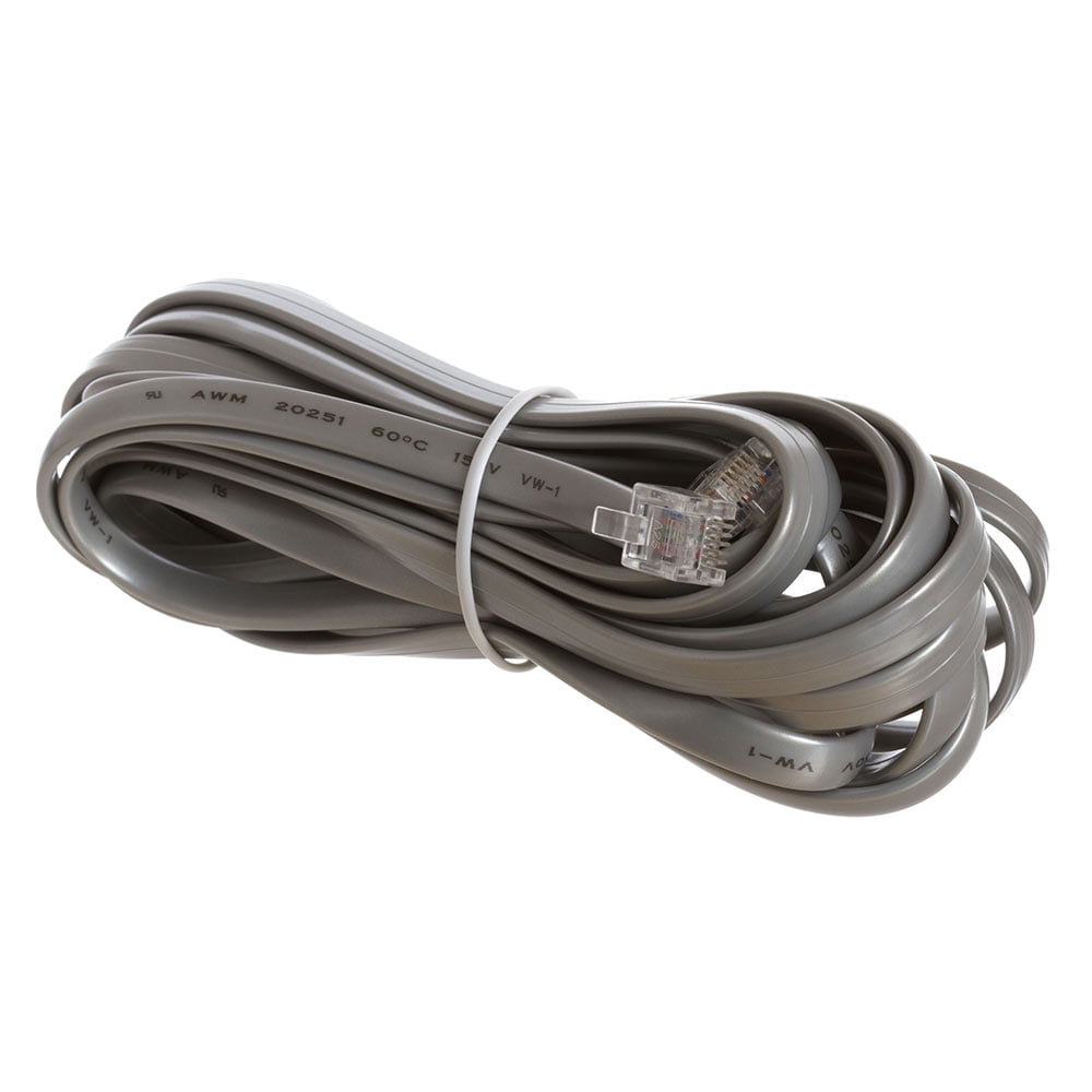 Telephone Extension Cord Cable 7 Feet Gray Cmple 6 Conductor Wire with RJ12 6P6C Plug Cable for Landline Telephone 